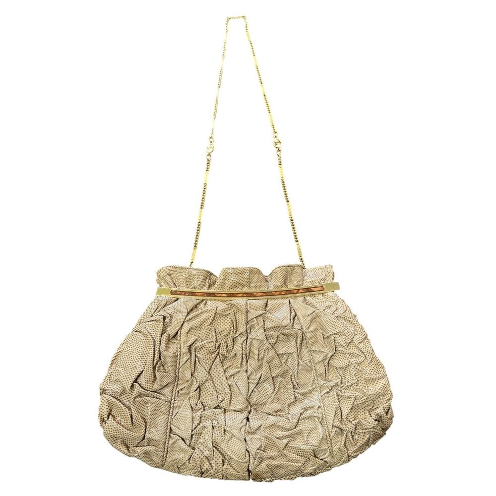 Vintage Carlo Fiori Snakeskin Evening Bag Chain-Strap Italy Convertible Clutch - Picture 3 of 7